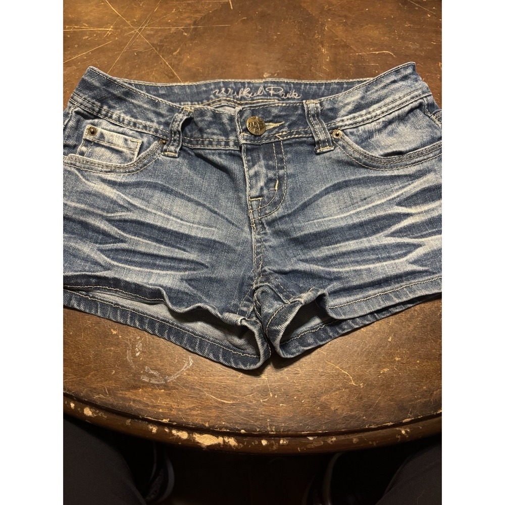 Wishful Park Women's Denim Shortie Shorts Size 5 Distressed Summer Y2K